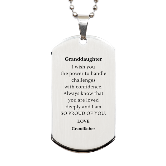 granddaughter engraved silver dog tag handle challenges with confidence proud grandfather gift for graduation birthday holidays