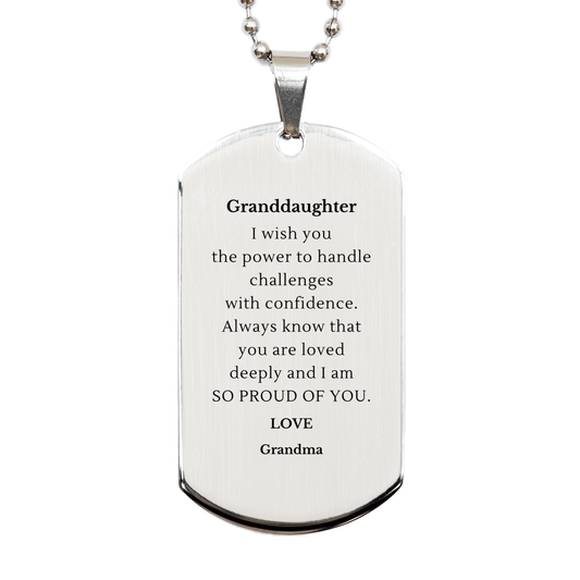 granddaughter engraved silver dog tag inspirational gift for holidays always know you are loved and i am proud of you confidence and love from grandma
