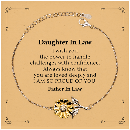 Engraved Sunflower Bracelet for Daughter In Law - Inspirational Gift from Father In Law - Show Love and Confidence - Perfect Birthday or Christmas Present