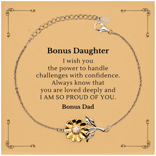 Bonus Daughter Bracelet - Engraved Confidence Gift for Daughter, Christmas Graduation, Unique Inspirational Jewelry for Bonus Daughter, Always Know You Are Loved Deeply