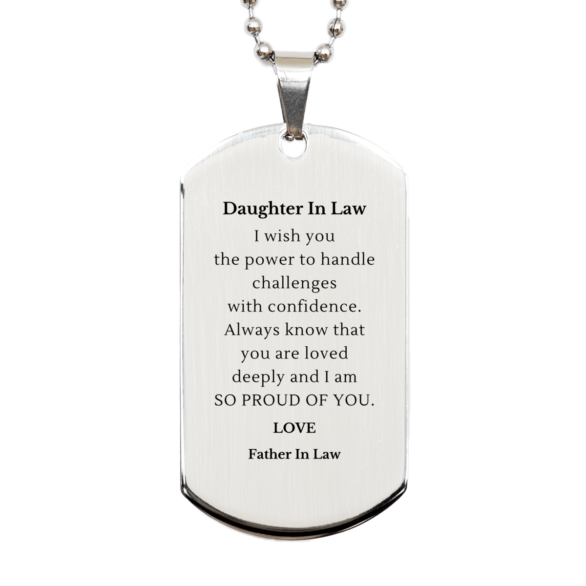 daughter in law engraved silver dog tag confidence and love from father in law perfect gift for christmas birthday and graduation