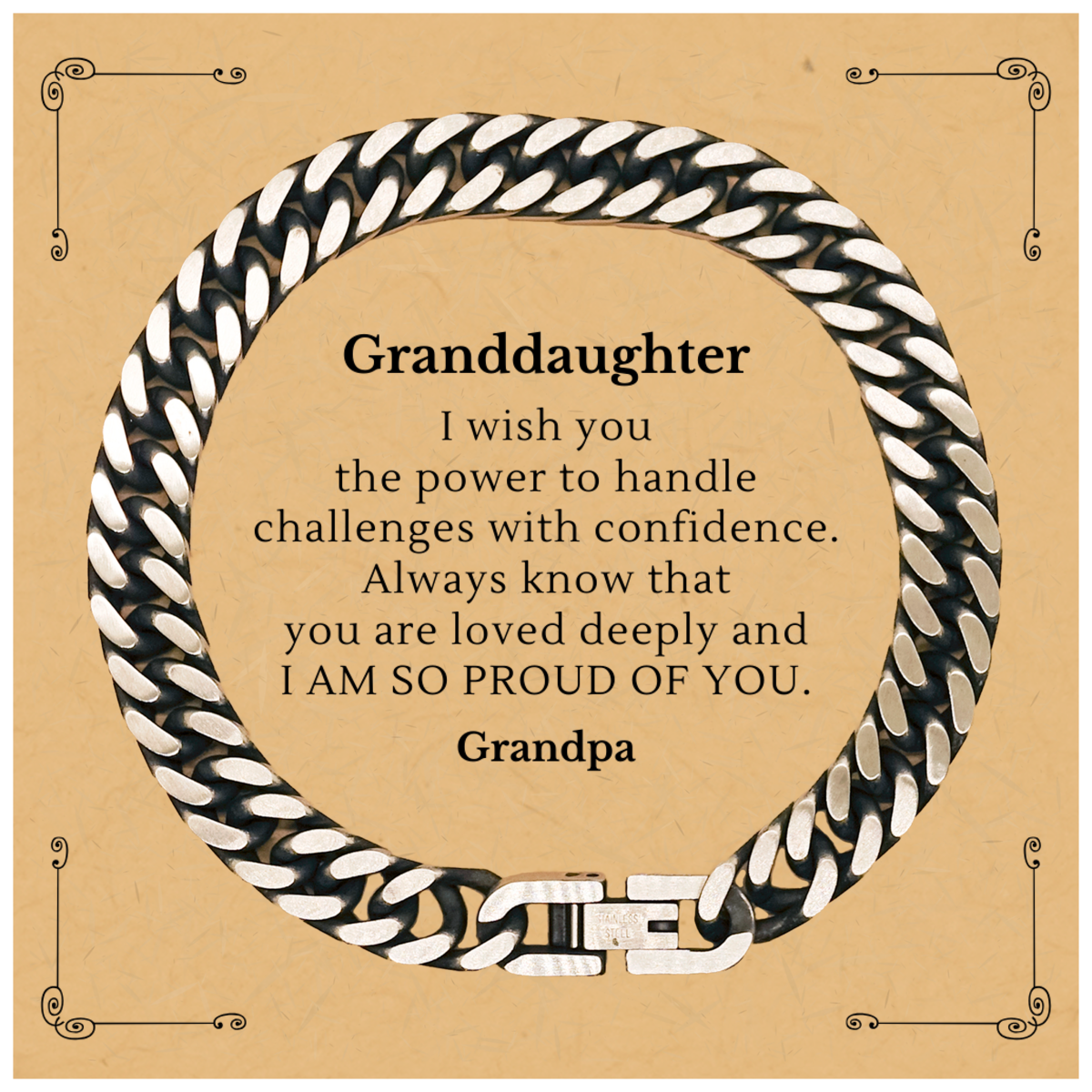 Engraved Cuban Link Chain Bracelet Granddaughter Gift I Love You Confidence Graduation Birthday Jewelry for Women
