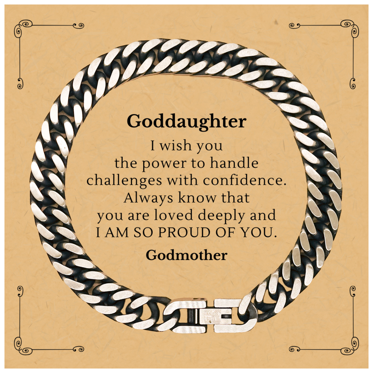 Unique Cuban Link Chain Bracelet Goddaughter Gift Engraved with Love and Confidence for Graduation, Birthday, Christmas - Goddaughter, You Are Loved Deeply