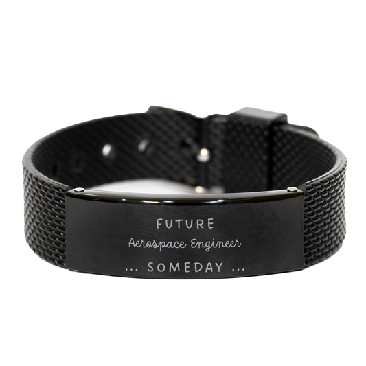 future aerospace engineer black shark mesh bracelet - inspirational graduation gift for aspiring engineers and aviation enthusiasts