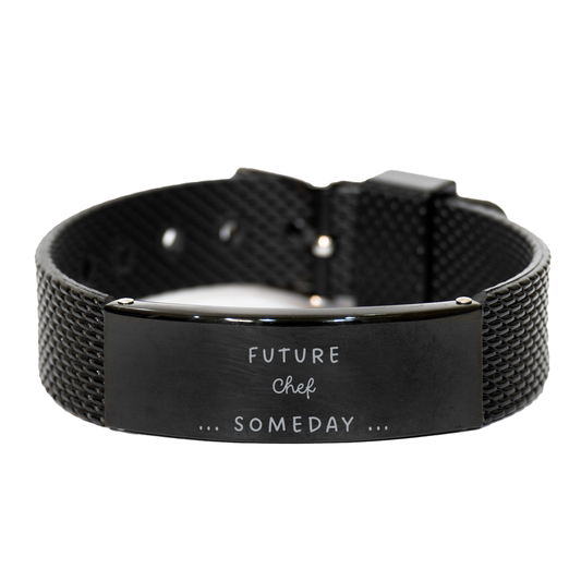 chef black shark mesh bracelet - future chef inspirational gift for graduation, birthday, and christmas