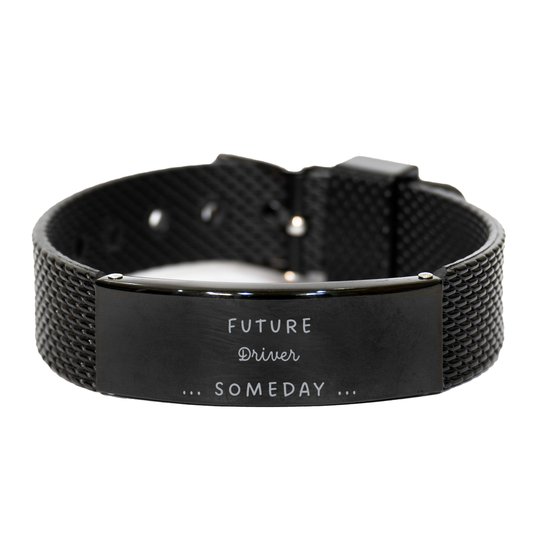 future driver black shark mesh bracelet inspirational confidence gift for graduation, birthday, and holidays