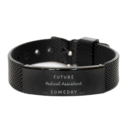 future medical assistant  engraved black shark mesh bracelet for graduation and confidence boost
