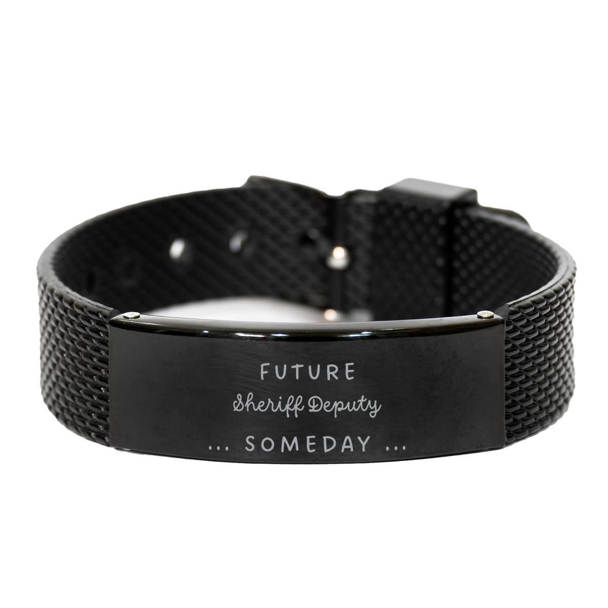 someday black shark mesh bracelet - ideal gift for future sheriff deputy, inspirational graduation jewelry for sheriff deputy, confidence-boosting accessories for sheriff deputy