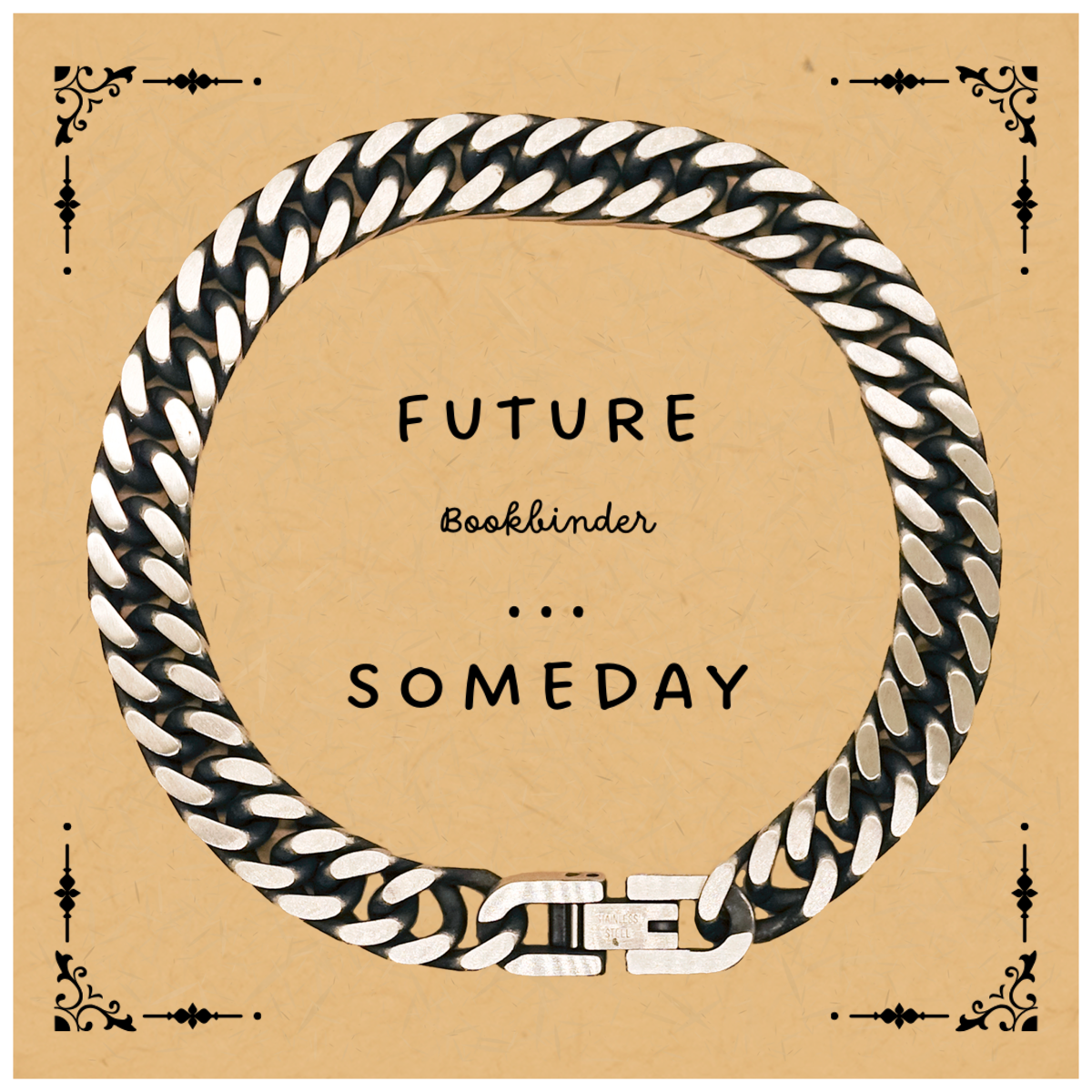 Future Bookbinder Cuban Link Chain Bracelet - Inspirational Graduation Gift for Confidence and Hope with Engraved Design