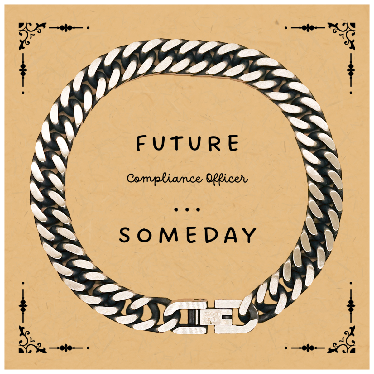 Compliance Officer Engraved Cuban Link Chain Bracelet for Future Hopeful Graduates and Professionals