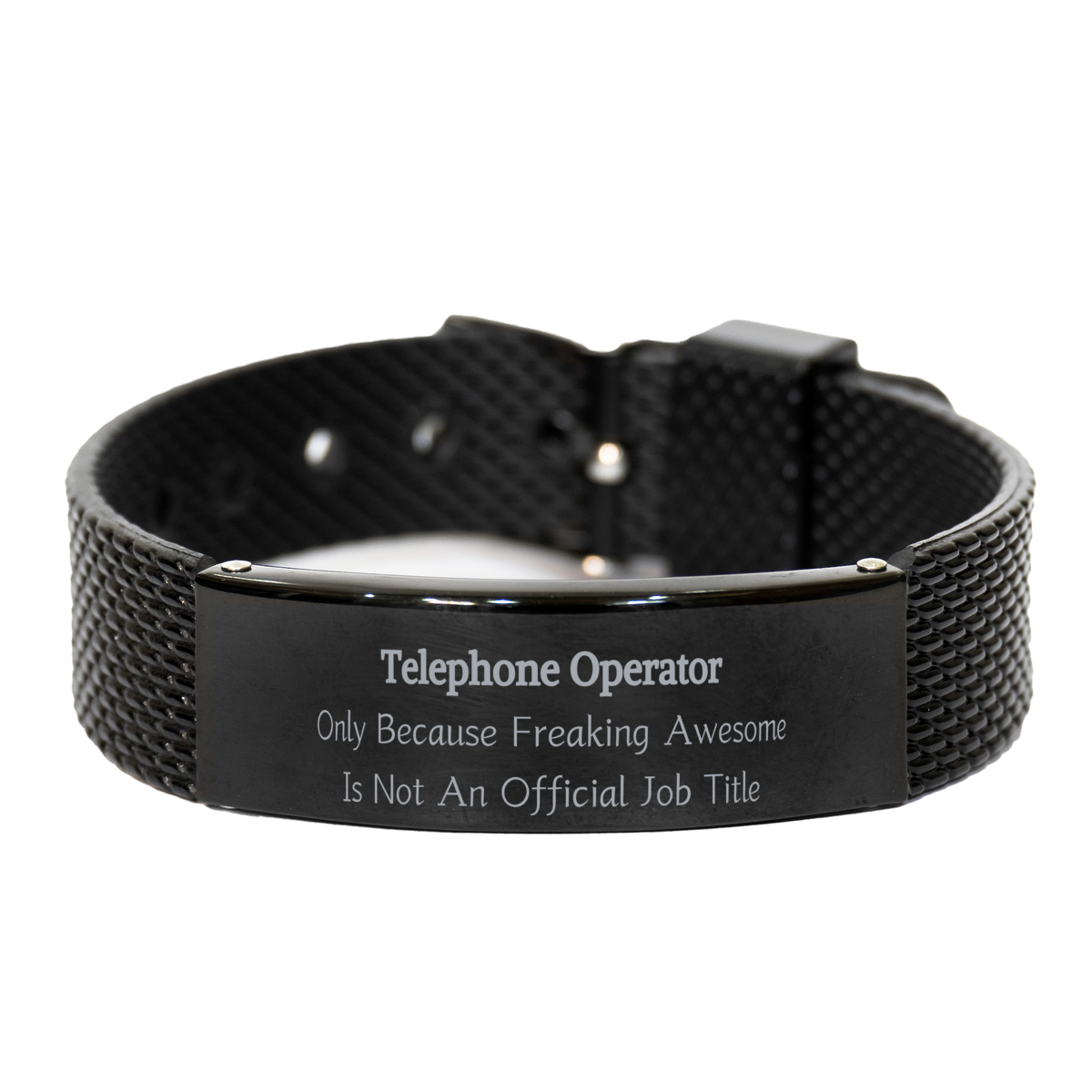 telephone operator black shark mesh bracelet - because freaking awesome is not an official job title - unique gift for birthday, christmas, and graduation