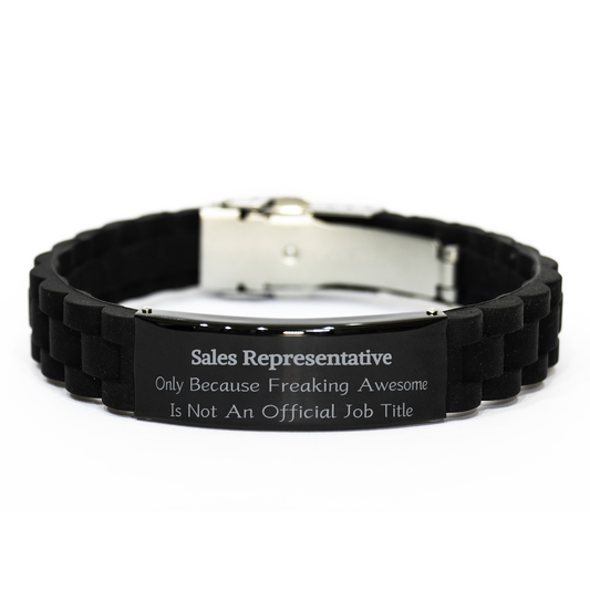 sales representative black glidelock clasp bracelet - only because awesome is not an official title - perfect gift for birthday, christmas, graduation