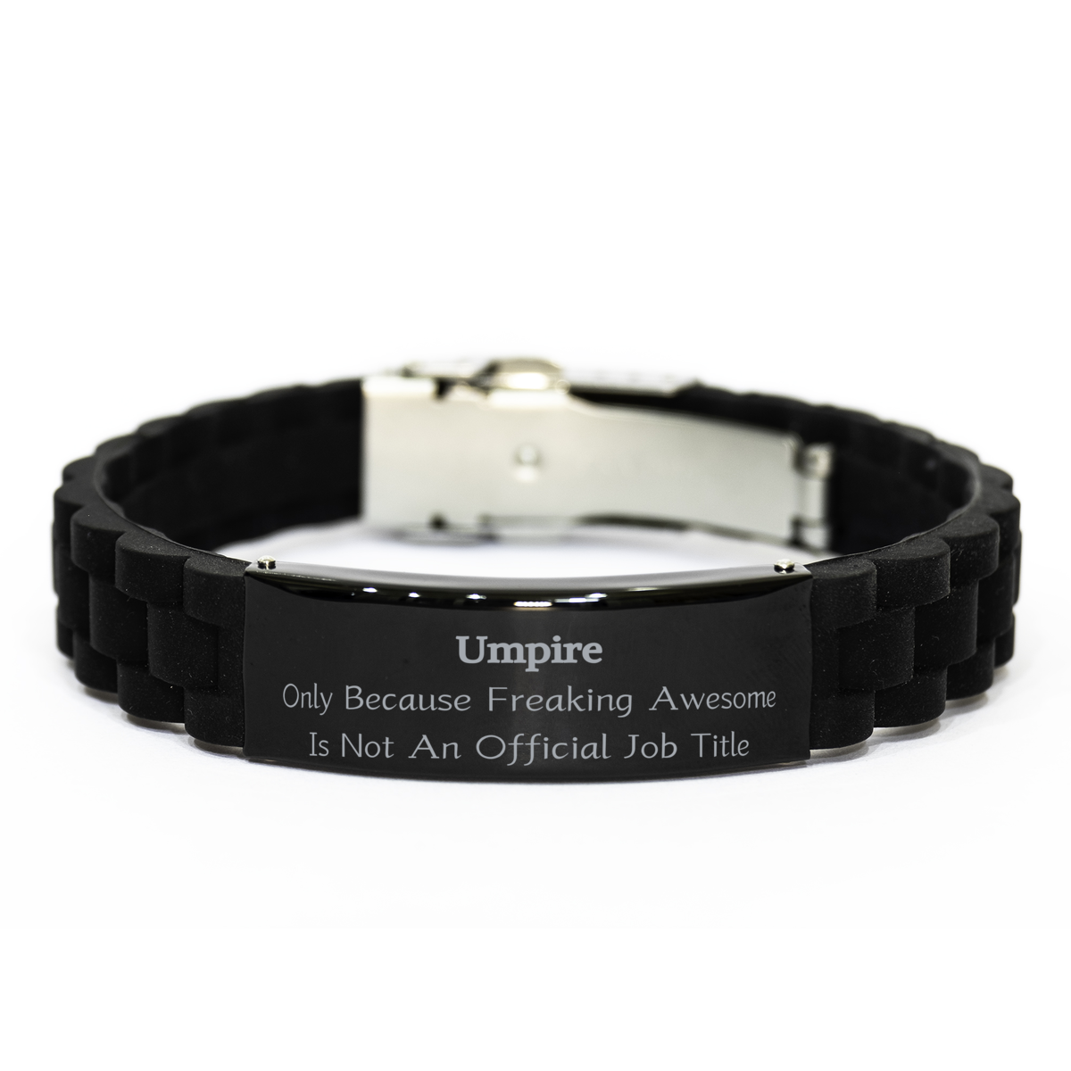 umpire engraved black glidelock clasp bracelet - because awesome is not an official job title - perfect gift for birthday, christmas, or graduation