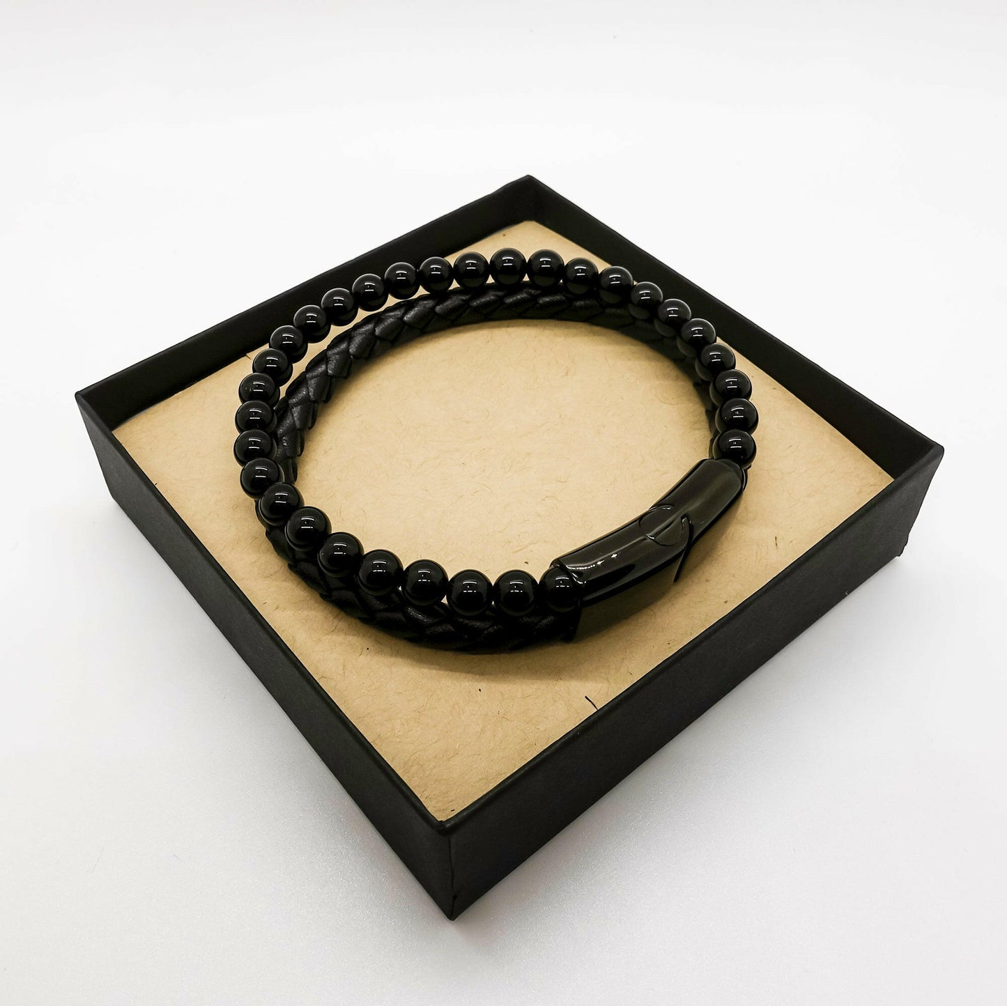 customazable stone leather bracelet