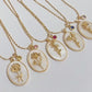Retro Flower Oval Real Shell Necklace with Birthstone - Elegant Clavicle Chain