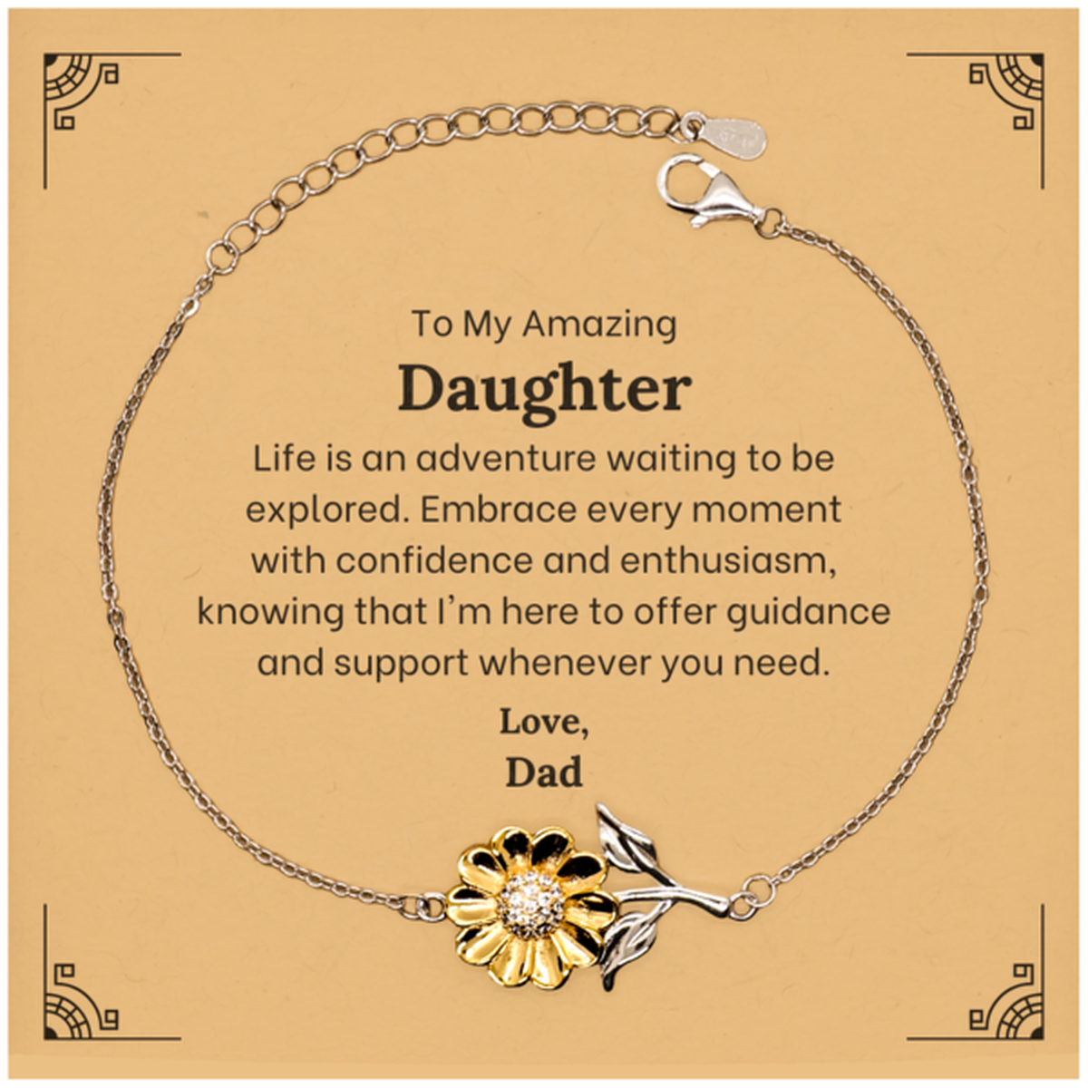 to my amazing daughter supporting sunflower bracelet life is an adventure waiting to be explored birthday unique gifts for daughter from dad