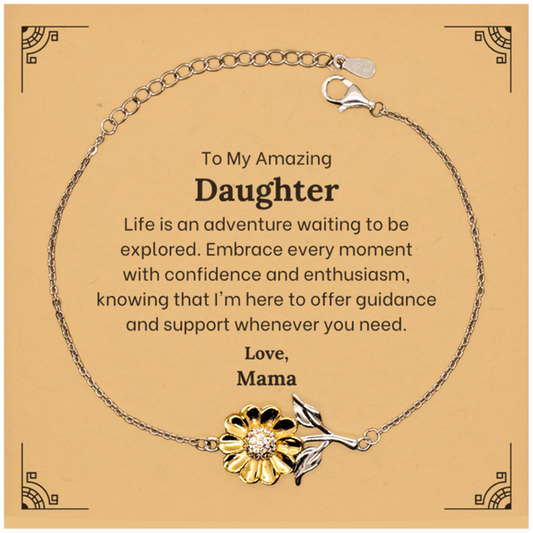 Sterling silver sunflower bracelet with 18k gold plating, perfect daughter gift.