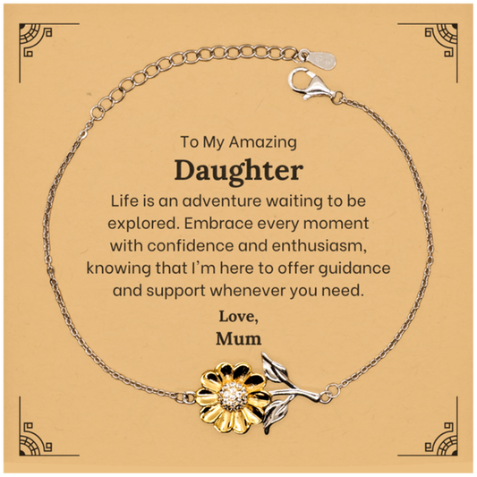 Meaningful sunflower bracelet for daughter, gold plated sterling silver gift from mum.