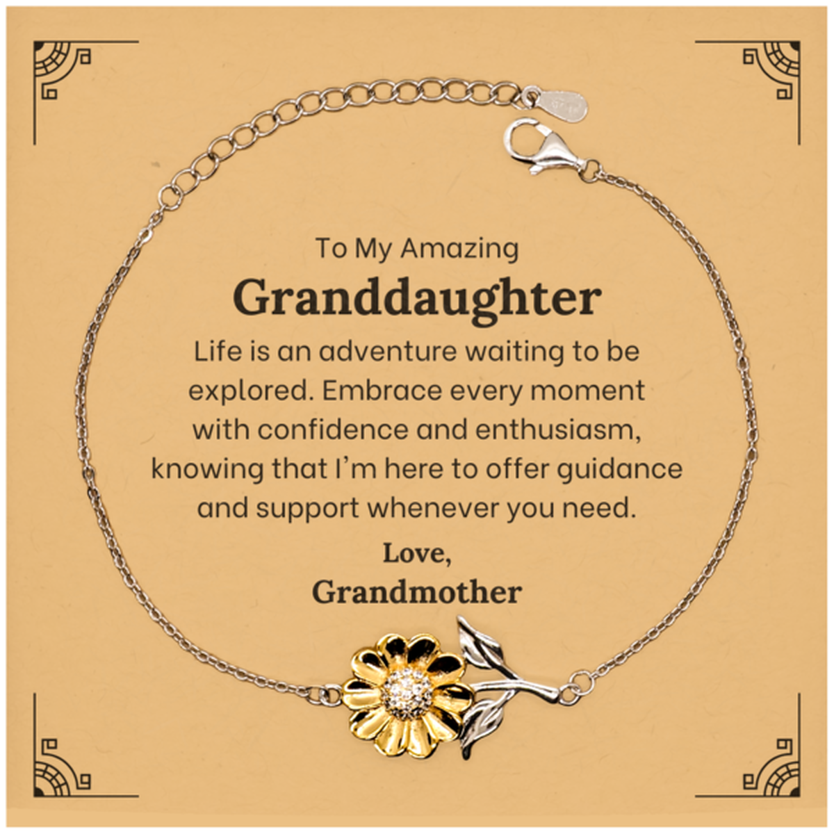 to my amazing granddaughter supporting sunflower bracelet life is an adventure waiting to be explored birthday unique gifts for granddaughter from grandmother