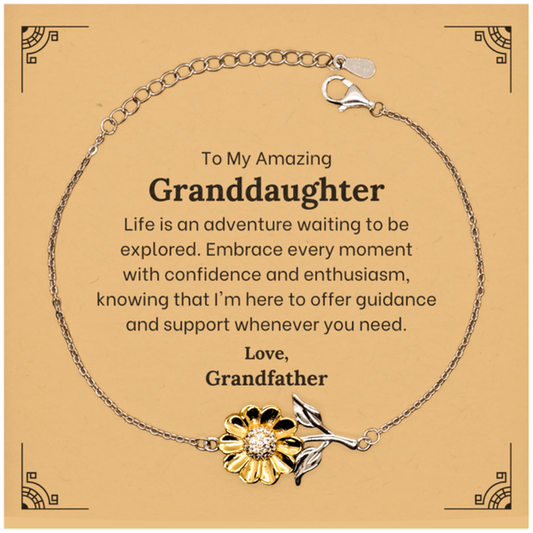 to my amazing granddaughter supporting sunflower bracelet life is an adventure waiting to be explored birthday unique gifts for granddaughter from grandfather
