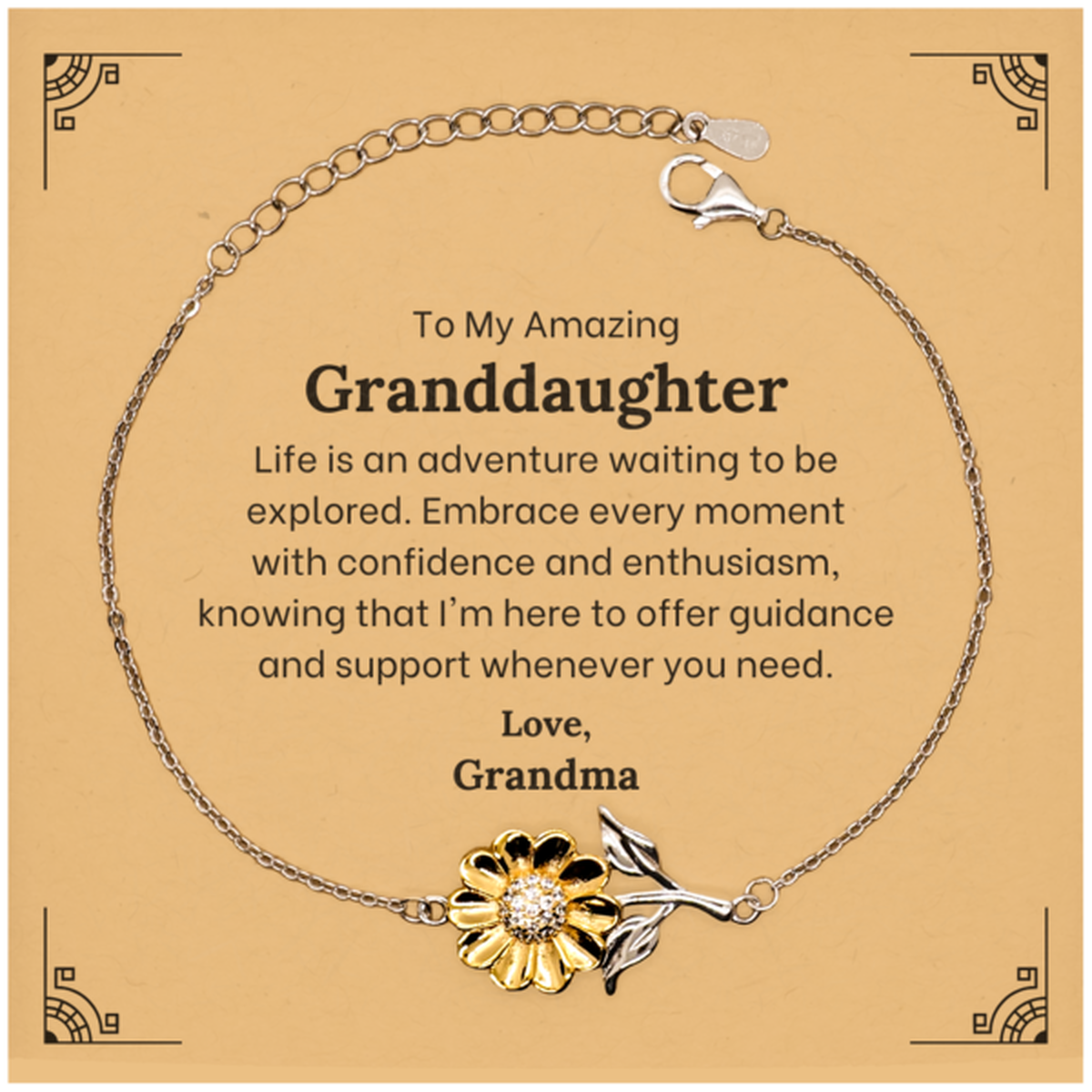 to my amazing granddaughter supporting sunflower bracelet life is an adventure waiting to be explored birthday unique gifts for granddaughter from grandma