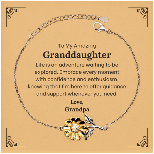 to my amazing granddaughter supporting sunflower bracelet life is an adventure waiting to be explored birthday unique gifts for granddaughter from grandpa