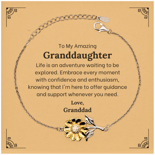 to my amazing granddaughter supporting sunflower bracelet life is an adventure waiting to be explored birthday unique gifts for granddaughter from granddad