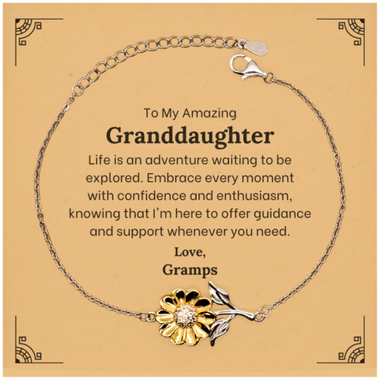 to my amazing granddaughter supporting sunflower bracelet life is an adventure waiting to be explored birthday unique gifts for granddaughter from gramps