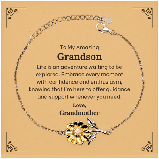 to my amazing grandson supporting sunflower bracelet life is an adventure waiting to be explored birthday unique gifts for grandson from grandmother