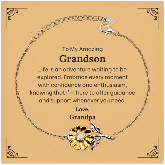 to my amazing grandson supporting sunflower bracelet life is an adventure waiting to be explored birthday unique gifts for grandson from grandpa