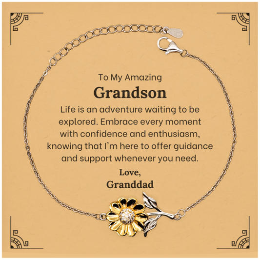to my amazing grandson supporting sunflower bracelet life is an adventure waiting to be explored birthday unique gifts for grandson from granddad