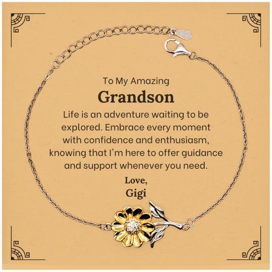 to my amazing grandson supporting sunflower bracelet life is an adventure waiting to be explored birthday unique gifts for grandson from gigi