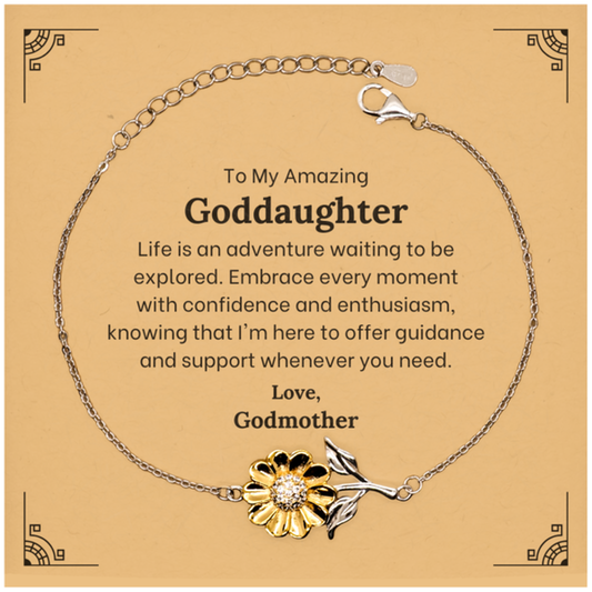 to my amazing goddaughter supporting sunflower bracelet life is an adventure waiting to be explored birthday unique gifts for goddaughter from godmother