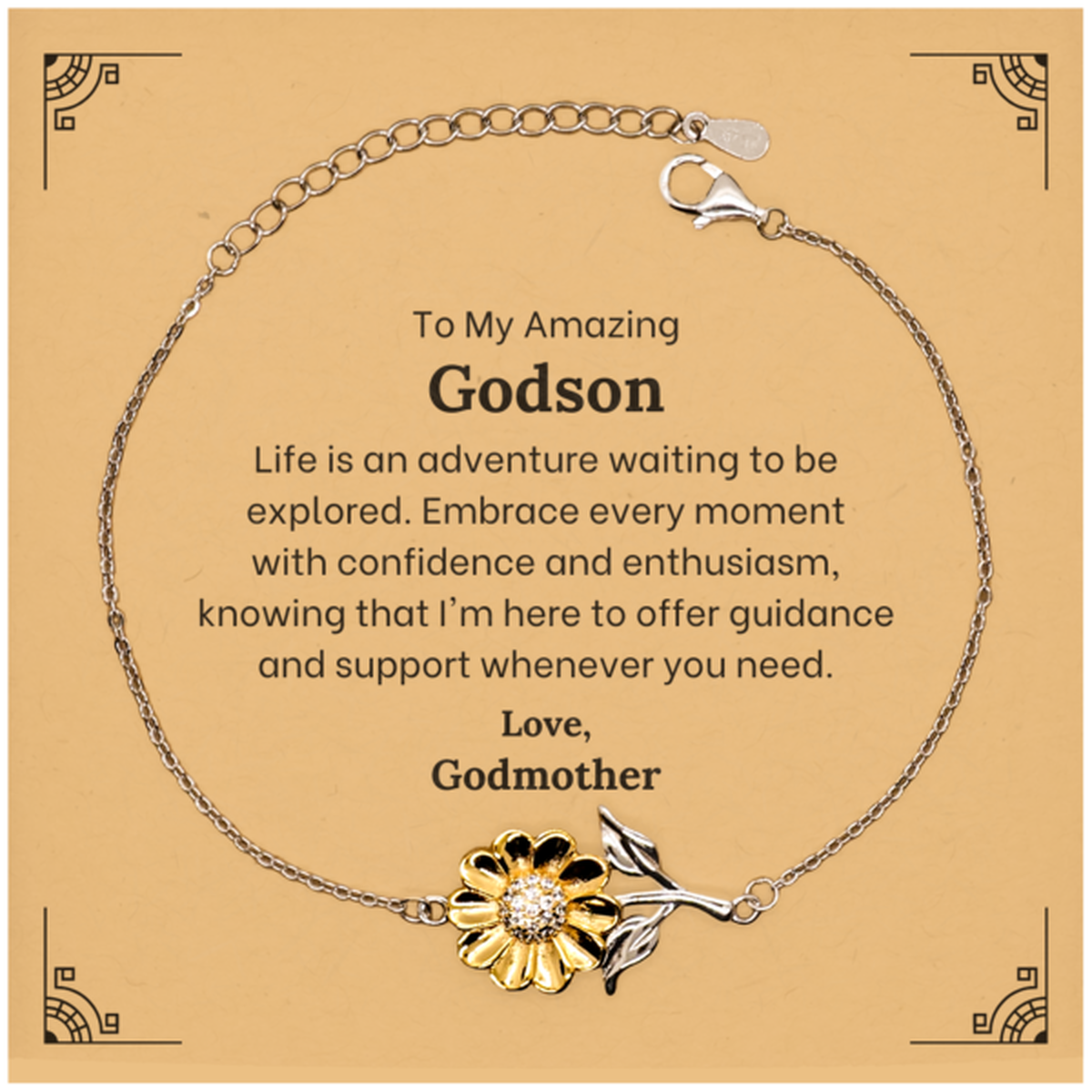 to my amazing godson supporting sunflower bracelet life is an adventure waiting to be explored birthday unique gifts for godson from godmother