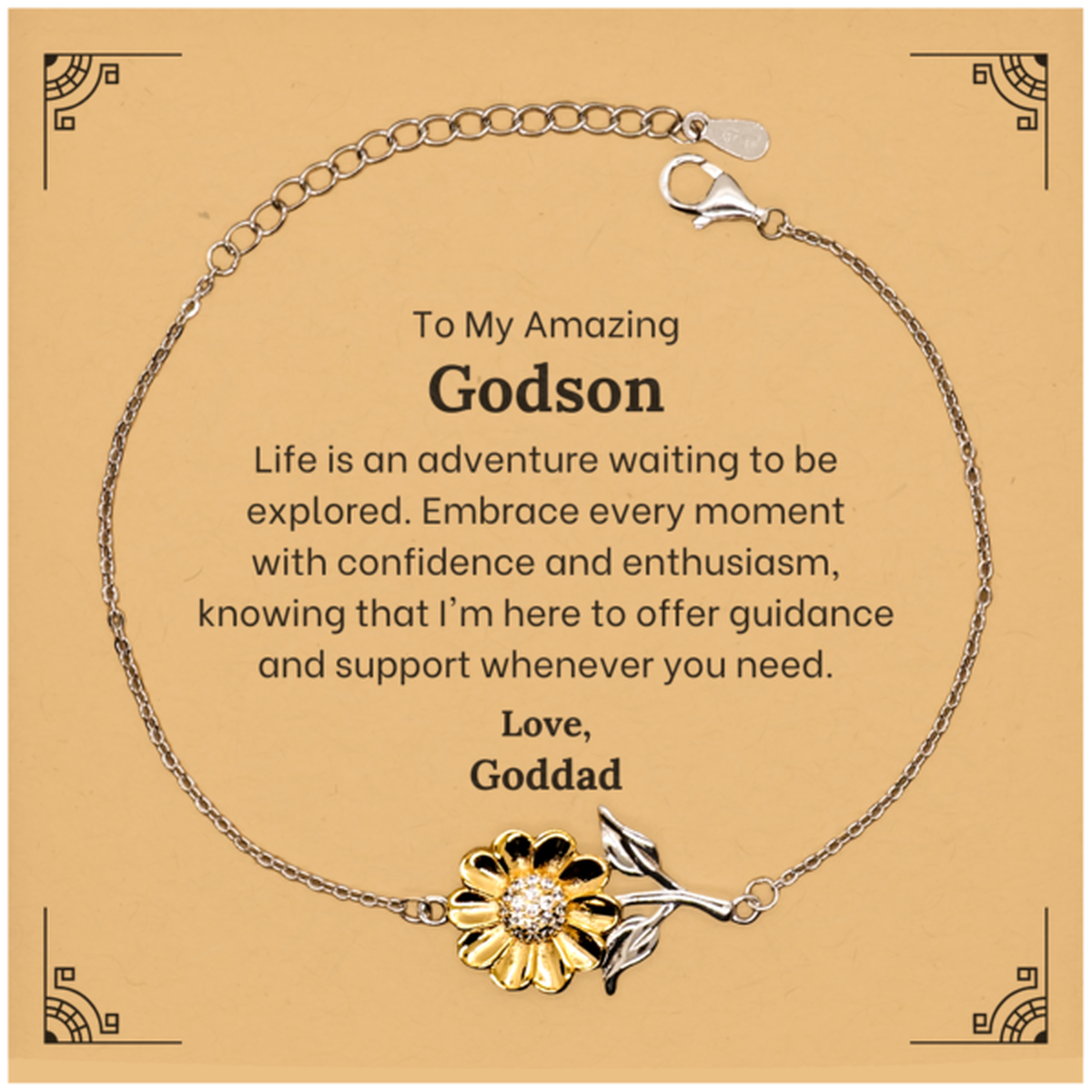 to my amazing godson supporting sunflower bracelet life is an adventure waiting to be explored birthday unique gifts for godson from goddad