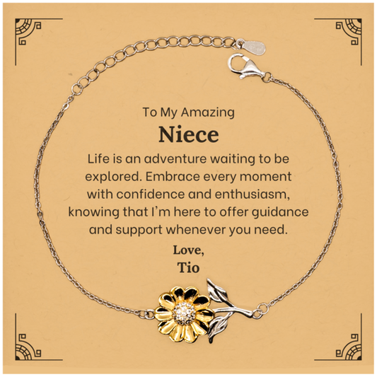 to my amazing niece supporting sunflower bracelet life is an adventure waiting to be explored birthday unique gifts for niece from tio