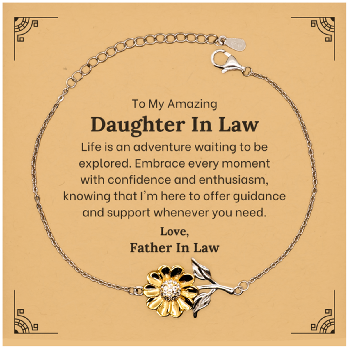 to my amazing daughter in law supporting sunflower bracelet life is an adventure waiting to be explored birthday unique gifts for daughter in law from father in law