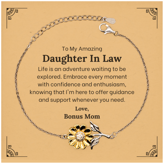 to my amazing daughter in law supporting sunflower bracelet life is an adventure waiting to be explored birthday unique gifts for daughter in law from bonus mom 1