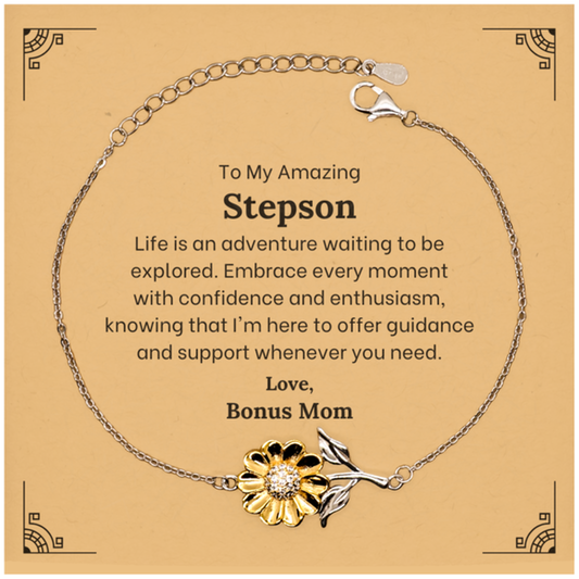 to my amazing stepson supporting sunflower bracelet life is an adventure waiting to be explored birthday unique gifts for stepson from bonus mom