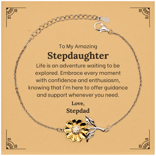 to my amazing stepdaughter supporting sunflower bracelet life is an adventure waiting to be explored birthday unique gifts for stepdaughter from stepdad