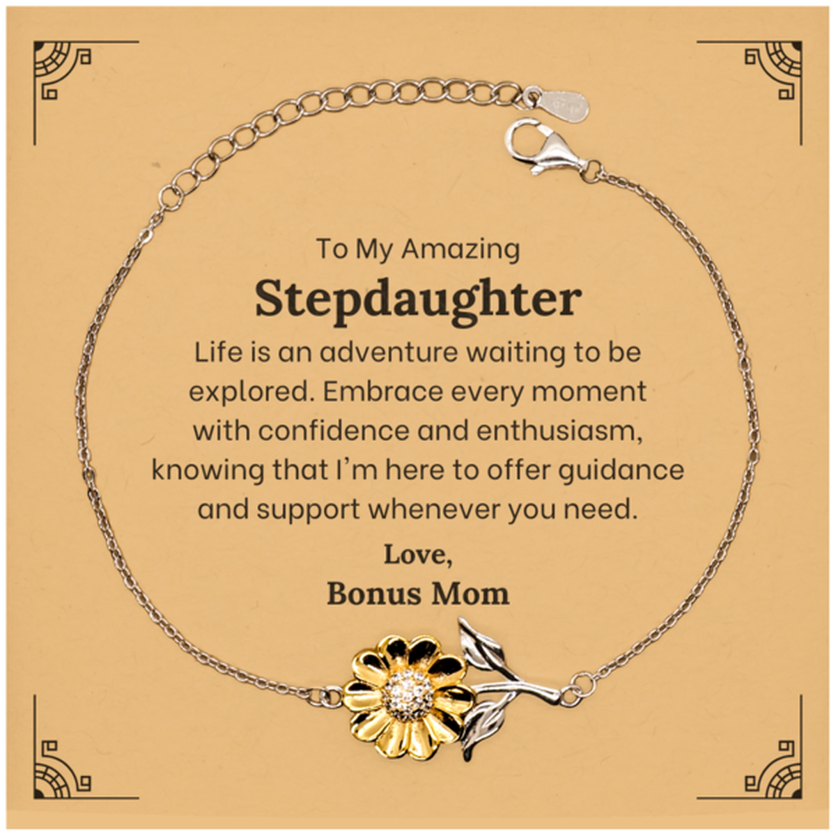to my amazing stepdaughter supporting sunflower bracelet life is an adventure waiting to be explored birthday unique gifts for stepdaughter from bonus mom