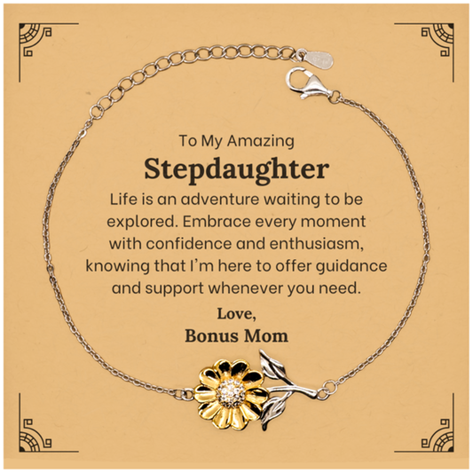 to my amazing stepdaughter supporting sunflower bracelet life is an adventure waiting to be explored birthday unique gifts for stepdaughter from bonus mom