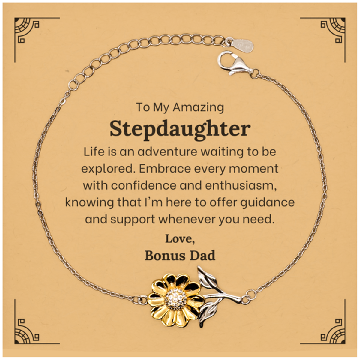 to my amazing stepdaughter supporting sunflower bracelet life is an adventure waiting to be explored birthday unique gifts for stepdaughter from bonus dad