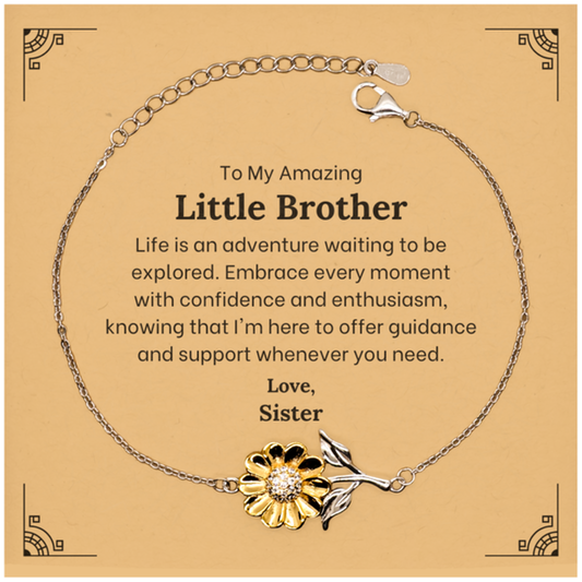 to my amazing little brother supporting sunflower bracelet life is an adventure waiting to be explored birthday unique gifts for little brother from sister