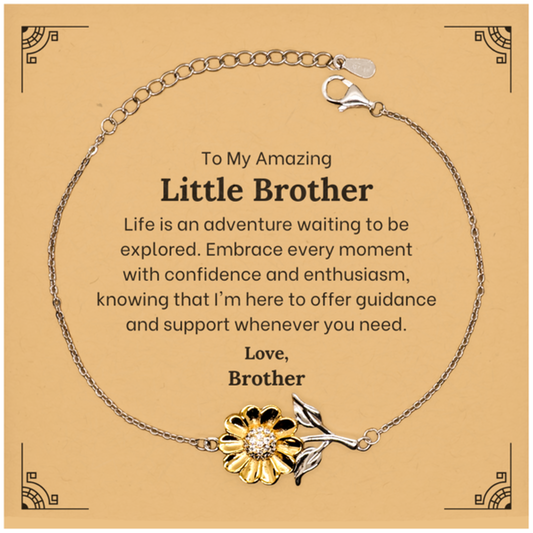 Gold plated sunflower bracelet for little brother gift, sterling silver support jewelry.
