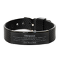 Black engraved shark mesh bracelet for Stepson. Motivational gift for him. (Image 1)