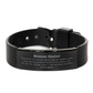 Black engraved stainless steel motivational bracelet for sister, inspirational gift idea.