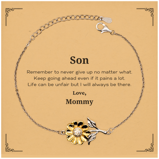 son motivational gifts from mommy remember to never give up no matter what inspirational birthday sunflower bracelet for son