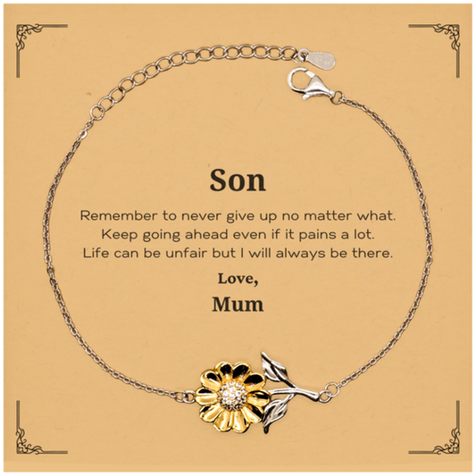 son motivational gifts from mum remember to never give up no matter what inspirational birthday sunflower bracelet for son