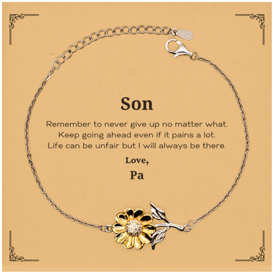 son motivational gifts from pa remember to never give up no matter what inspirational birthday sunflower bracelet for son